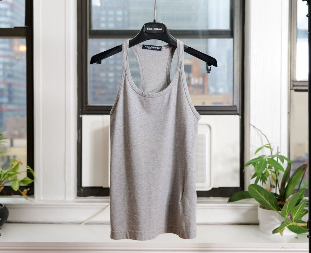 Dolce & Gabbana SS03 Heather Grey Cotton Racerback Tank Top (IT 40 / US 4)